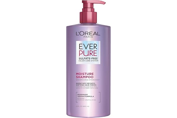L'Oréal Paris EverPure Sulfate-Free Shampoo, Moisture Shampoo for Hydrating Dry, Colour-Treated Hair, Deeply Replenishes for