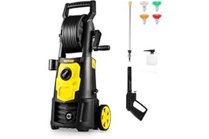VEVOR Electric Pressure Washer, 2000 PSI, Max. 1.76 GPM Power Washer w/ 30 ft Hose, 5 Quick Connect Nozzles, Foam Cannon, Por