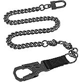 Ahiller Punk Wallet Chain Men,Heavy Duty Skull Biker Pocket Chain with Double Locking for Jeans, Pants, Hip Hop Accessories(BK-Gunmetal-1P)