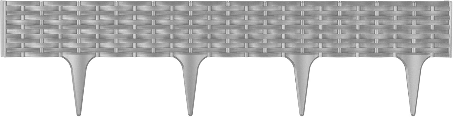 7,8m Gartenpalisade Rattan Rasenkante Beetumrandung Beeteinfassung Beetabgrenzung Farbe Grau Palisade Mähkante Beetzaun
