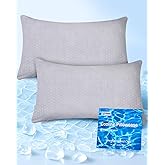 PCM Gel Print Cooling Pillow Cases Only,Standard Size Set of 2 with Double Sided Cold,Moisture Wicking Pillowcase Covers with Hidden Zipper Japanese Cold Tech Pillow Case Protectors for HotSleepers