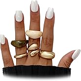 Uarein 5Pcs Chunky Gold Knuckle Ring Set for Women,Vintage Stackable Aesthetic Geometric Dome Midi Finger Ring,Statement Anniversary Jewelry Accessories Gift