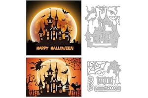 DELORIGIN Castle Witch Die Cuts for Card Making, Halloween Style Cutting Dies Carbon Steel Die Cuts Embossing Template Dies Stencils Scrapbooking for Halloween Craft Birthday Gift Decor Photo Album