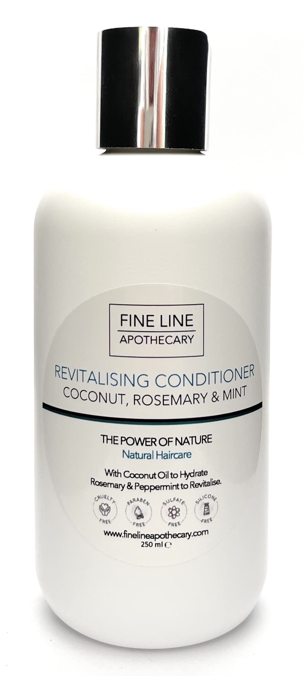 Fine Line Apothecary Revitalising Silicone-Free Conditioner – 99% Natural – With Coconut, Rosemary & Mint – pH 5.5 Balanced for Sensitive Skin – 250ml
