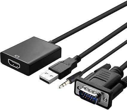 Amazon Co Jp Vga To Hdmi 変換 ケーブル Vga オス To Hdmi メス ビデオケーブル 変換アダプタ Vga Hdmi コンバー 1080p Usb電源付き 3 5mm音声出力 対応 高解像度 音声転送 テレビ Laptop パソコンのモニタなど用 パソコン 周辺機器
