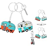 TrustBlai 2 Pack Camper Keychain Double-Sided RV Camper Keyring Couple Camping Gifts for Men Women Travel Trailers Accessorie