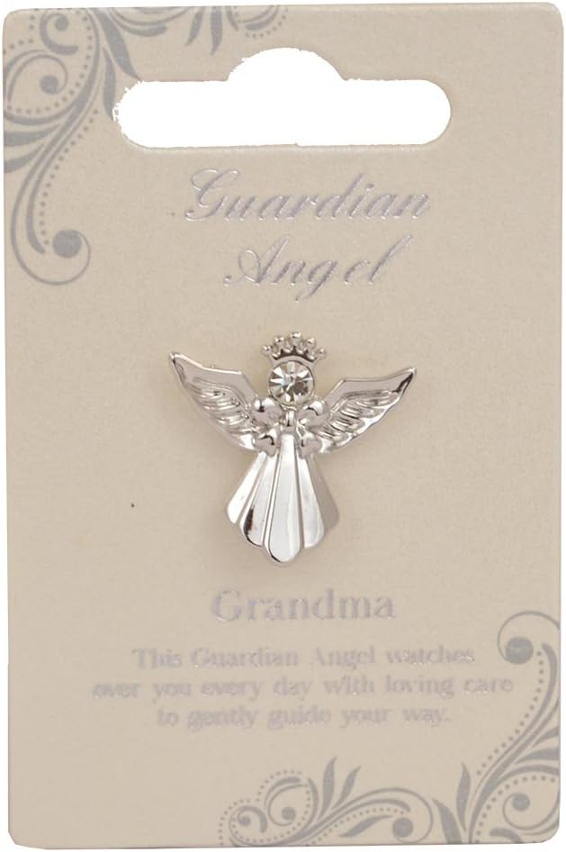 Guardian Angel Grandma Gift Idea Pind Badge Brooch Pin, Silver