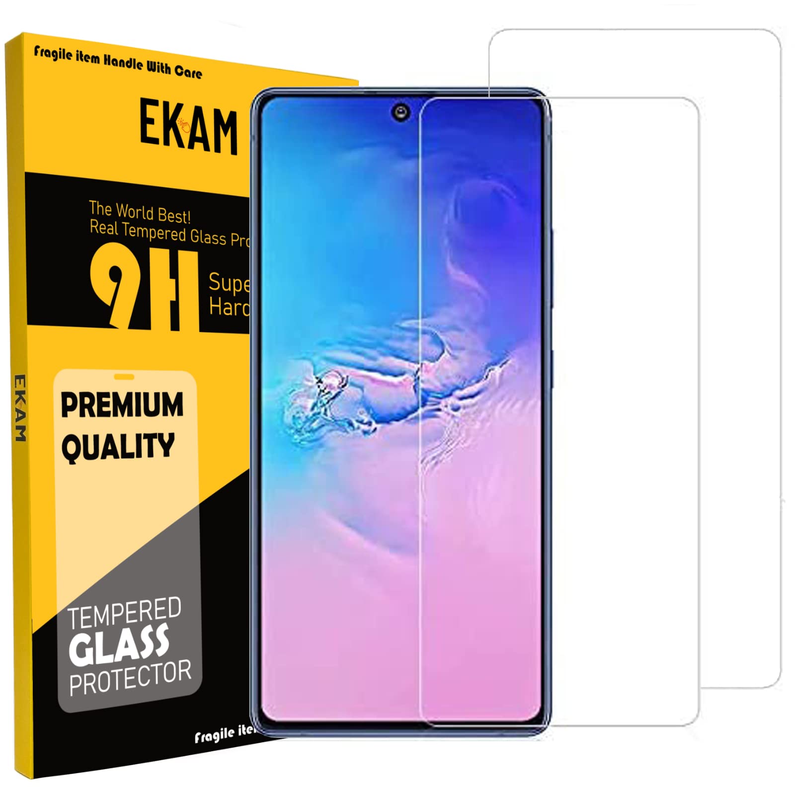 2 Pack Tempered Glass Screen Protector For Galaxy S10 Lite 2020 / A91 Scratch Resistance Protection 9H Hardness HD Transparent Shatter Proof Film Compatible with Samsung Galaxy S10 Lite 2020