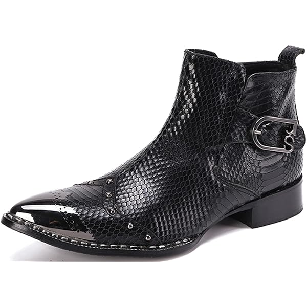 Bottes de Cowboy Chelsea pour Hommes en Cuir à Bout Carré, à Enfiler, Mi-Mollet, Style Western Cowgirl, Bottines Courtes