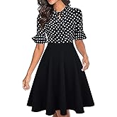 Women Summer Floral Ruffle Sleeve Wear to Work Church Wedding Guest Party Dresses