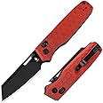 Kizer Task Pocket Knife, 3.04 Inch Nitro V Sheepsfoot Blade EDC Folding Knife with Innovative Clutch Lock, Spicy Red G10 Handle Camping Knives, Small Hunting Knives with Thumb Stud Opener, V3641A2