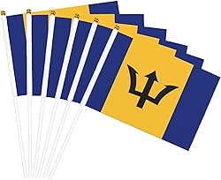 Barbados Flags 20 Pack, Handheld Barbados Flags on