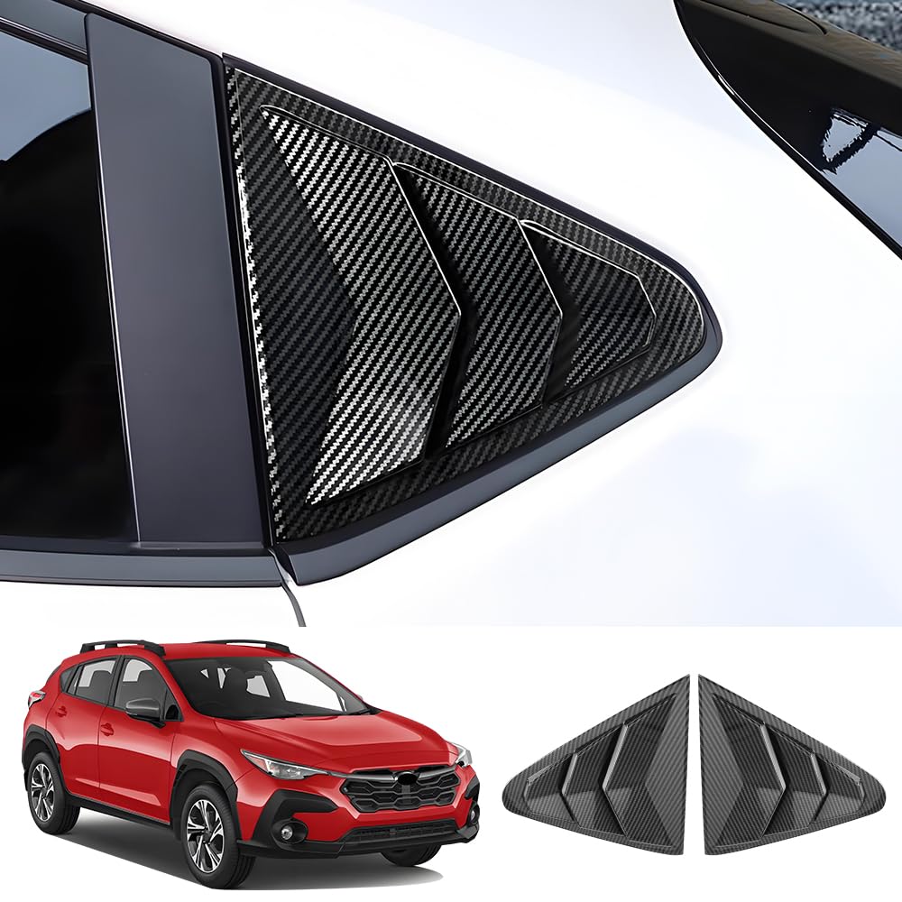 Photo 1 of LUNQIN Chrome Carbon Fiber Style Car Rear Side Louvers Window Trim Panel for Subaru Crosstrek 2024 2025 and Subaru Impreza 2024 2025 Auto Exterior Accessories Back Blinds Decorations Protection Cover