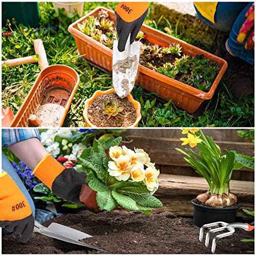 Aicharynic Gartenwerkzeug Set, 6 in 1 Aluminium Gartengräte Set, Ausgestattet mit Anti-Rutsch-Griff, Gartenhandschuhe, Garten Zubehör Geschenk für Balkon und Terrassengärtner