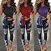 WorkTd Womens Criss Cross Bandage Wrap Crop Top Crew Neck Tie Shirts Red S