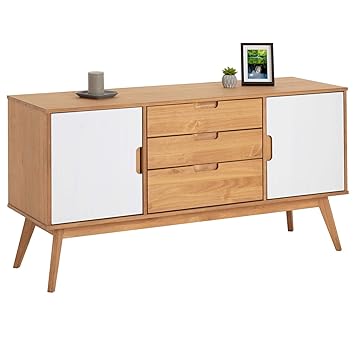 IDIMEX Anrichte Tivoli im skandinavischen Design, Sideboard Kommode im nordischen Stil, aus massiver Kiefer, 2 Türen und 3 Sc