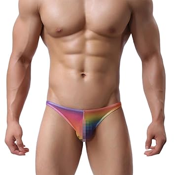 Nei%Yi Herren Briefs Atmungsaktive String Blume Muster oder Regenbogen Muster Transparente Spitze Unterwäsche