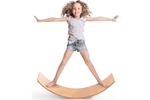 PLAY-IN-JOY Balance Board Kids, [Natural Wood] Wobble Board for Kids Toddlers, Open Ended Montessori Waldorf Learning Toy, Gifts for 3 4 5 6 7 8 Year Old Boys Girls Kids Birthday & Christmas Stocking Stuffers