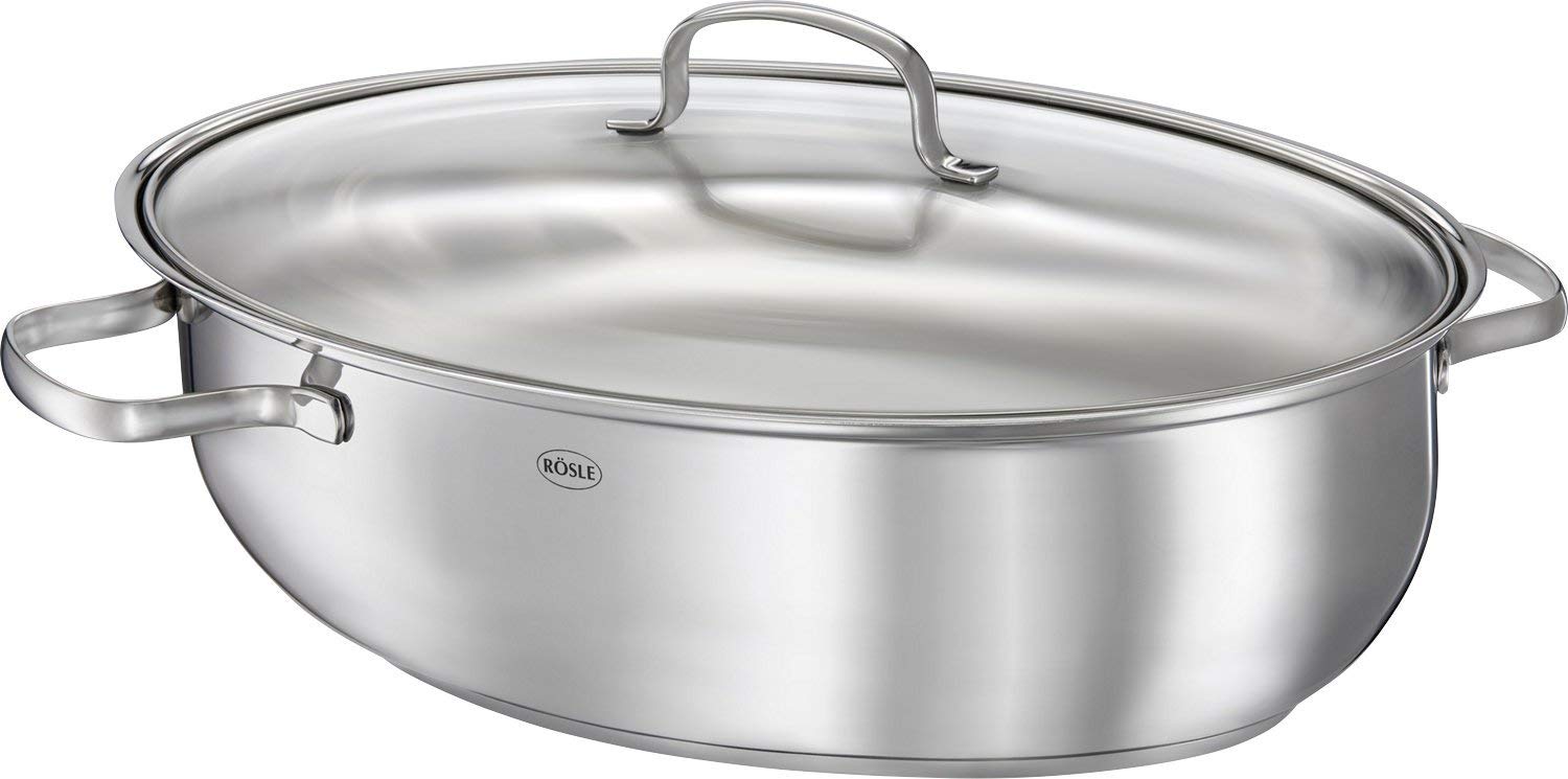Rösle Oval Roaster Elegance with Glass Lid, Stainless Steel Amazon.co