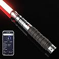 Smooth Swing Dueling Lightsaber - Motion Control Infinite RGB 16 Colors Change Light Saber, 16 Sounds Fonts Metal Hilt Black Series Light Sabers for Adults Teens Gift, Grey