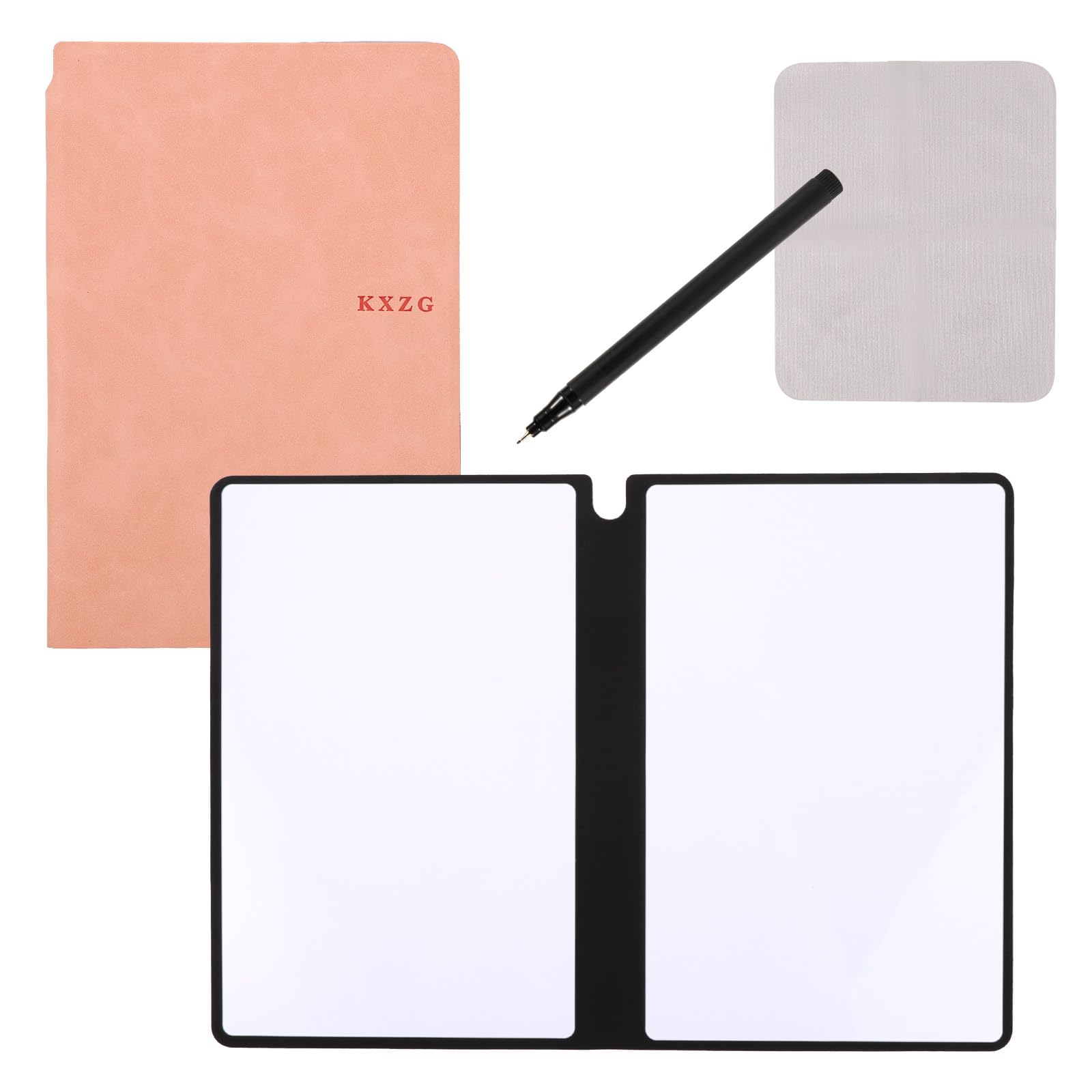 NQEUEPN Portable A5 Dry Erase Notebook, 9.4x6.5 Inch Reusable Dry Erase Notebook Erasable Notebook Whiteboard Notebook for Business Home Office (Pink)