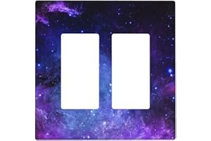 ULQUIEOR Galaxy Blue Decorative Light Switch Cover 2 Gang Double Rocker Wall Plate for Kids Girls Bedroom Bathroom Funny Room Decor 4.60" X 4.50"