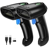 PecuMecu 2 Pack Bluetooth 2D Barcode Scanner, 3-in-1 Bluetooth &amp; USB Wired &amp; 2.4G Wireless QR Barcode Reader, PDF417 Data Matrix Handheld Bar Code Scanner Work with Windows, Android, iOS (TM-10B)