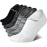 Calvin Klein Womens No Show Socks - 6 Pack Non Slip Heel Lightweight Cotton Blend Low Cut Invisible Socks for Women