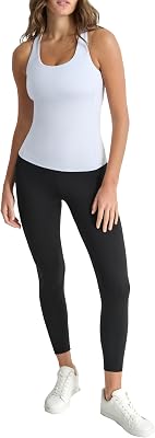 Balance Compression Racerback Tank com T-shirt de soutien incorporada, Rain, M Mulheres