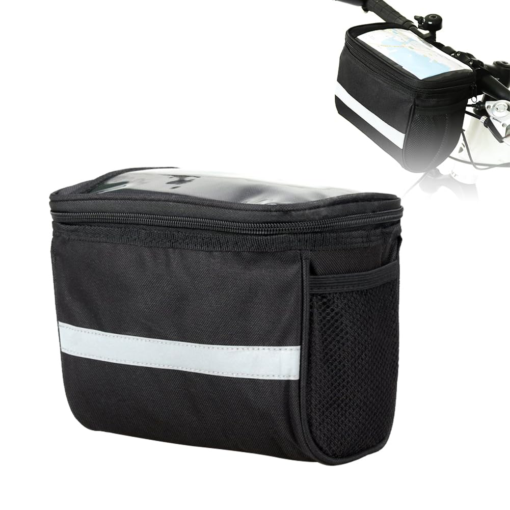SEMINISMAR Bicycle Bag, Front Bag for Bicycle, Handlebar Bag with Handlebar Adapter for Bicycle, Ebike and Electric Bikes, Black