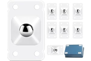 WUHER 8 PCS Mini Casters Wheels Self-Adhesive Stainless Steel Paste Universal Wheel 360 Degree Rotation Storage Box Furniture Bins Bottom Trash Can Caster (White)