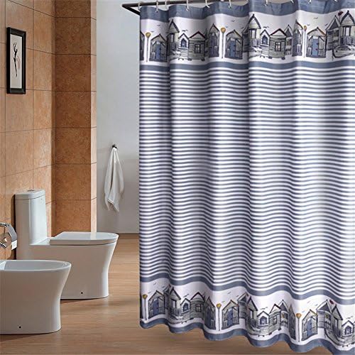 European Country Style Fabric Waterproof/Water-Repellent Shower Curtain Blue Grey 94 x 78 inch approx
