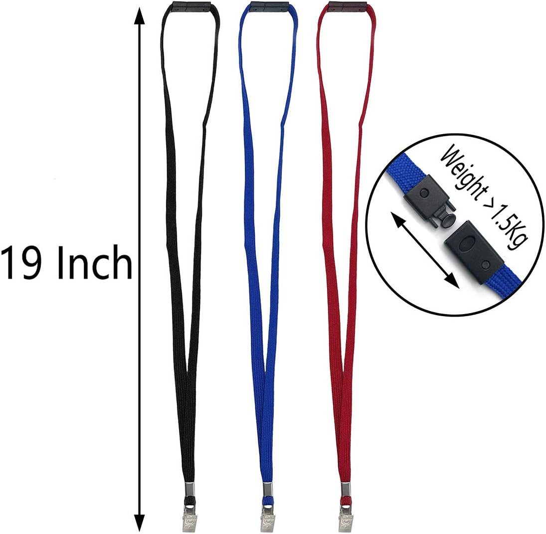 Bird Fiy Lanyards Breakaway Bulk Black Lanyards Neck Flat Safety Badge Lanyard Bulldog Clip (Black, 25 PCS) - Image 3