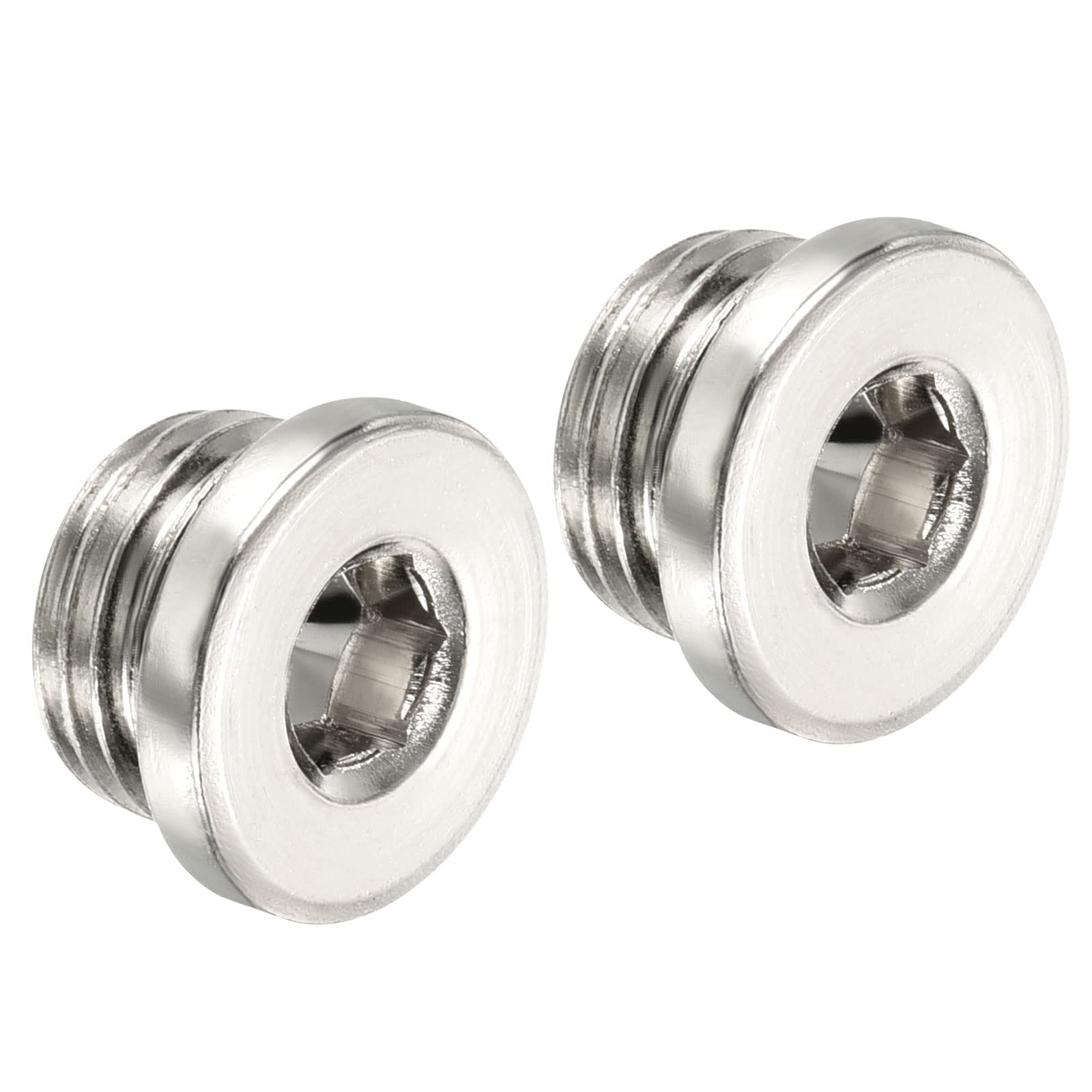 PATIKIL G1/4 Internal Hex Head Pipe Fitting Plug, 2 Pack Male Thread 45# Steel Socket Plug with Sealing Ring for Terminate Pipe Ends