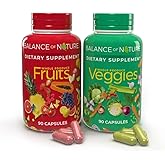 Balance of Nature Fruits & Veggies Supplements - Whole Fruit and Vegetable Ingredients for Women, Men, and Kids - 90 Fruits Capsules, 90 Veggies Capsules - 1 Set