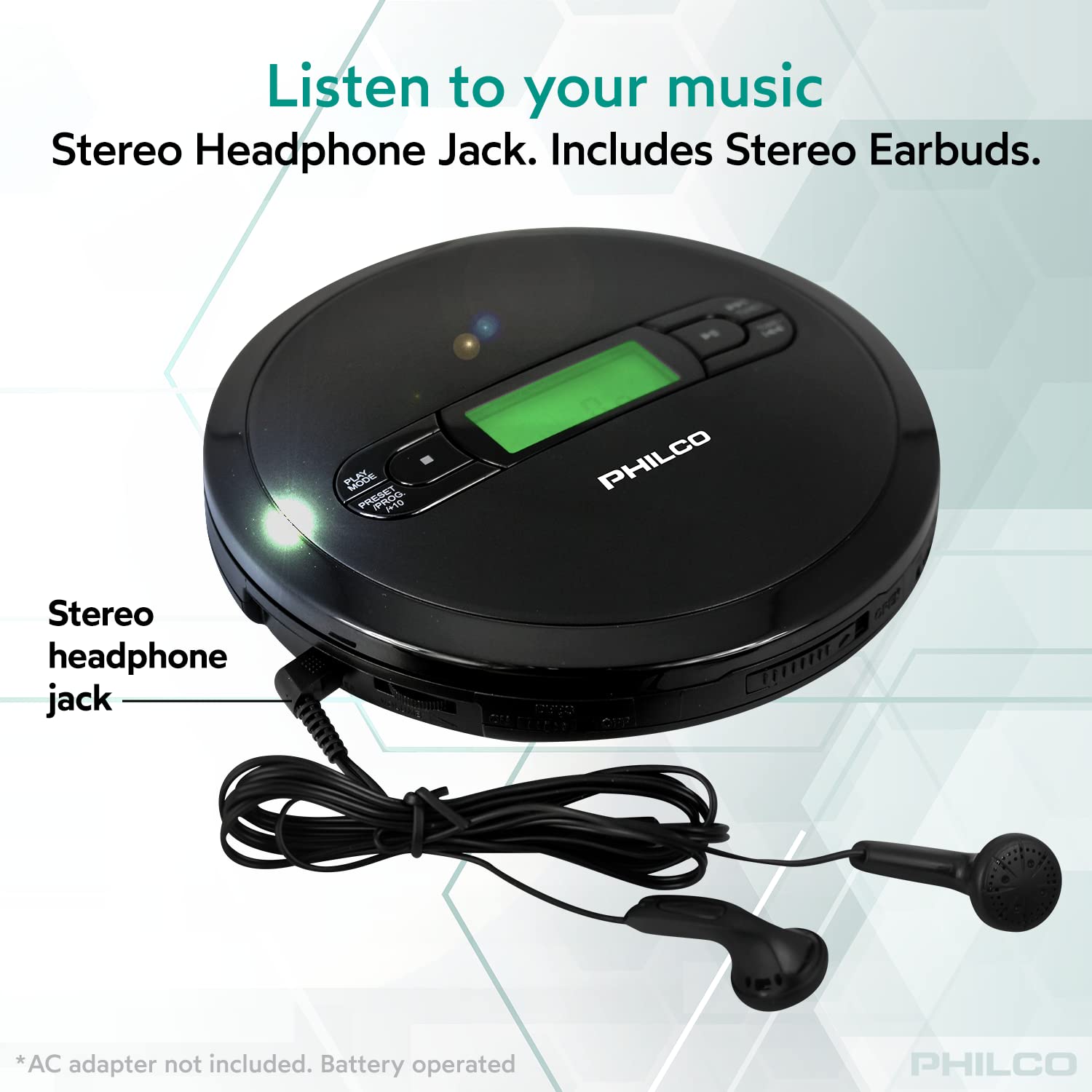 PHILCO Personal CD Player with MP3 Playback, FM Radio & 60 Second Anti-Shock