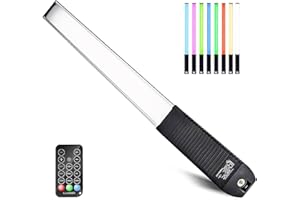 LUXCEO RGB LED Photography Lighting Portable Wand Handheld LED Video Light 1000 Lumens CRI 95+ USB Rechargeable with Remote Control, Carry Bag, Adjustable Color Temperature 3000K-6000K and 36 Colors