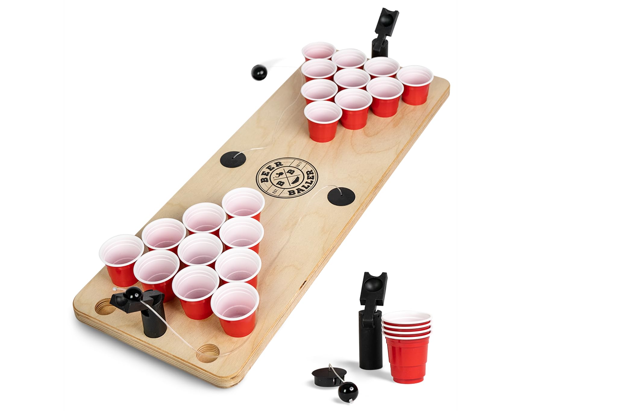 BEERBALLER® Shot Pong - beer pong as shot version | drinking game highlight 2023 | incl 24 shot beer pong cups | party gadgets | drinking games for adults | drinking games party games 18+