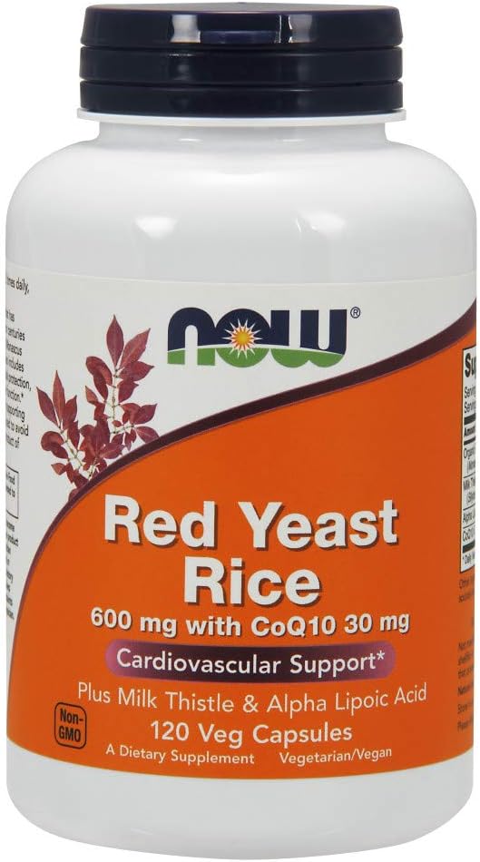NOW Supplements, Red Yeast Rice with CoQ10, plus Milk Thistle & Alpha Lipoic Acid, 120 Veg Capsules: Health & Personal Care