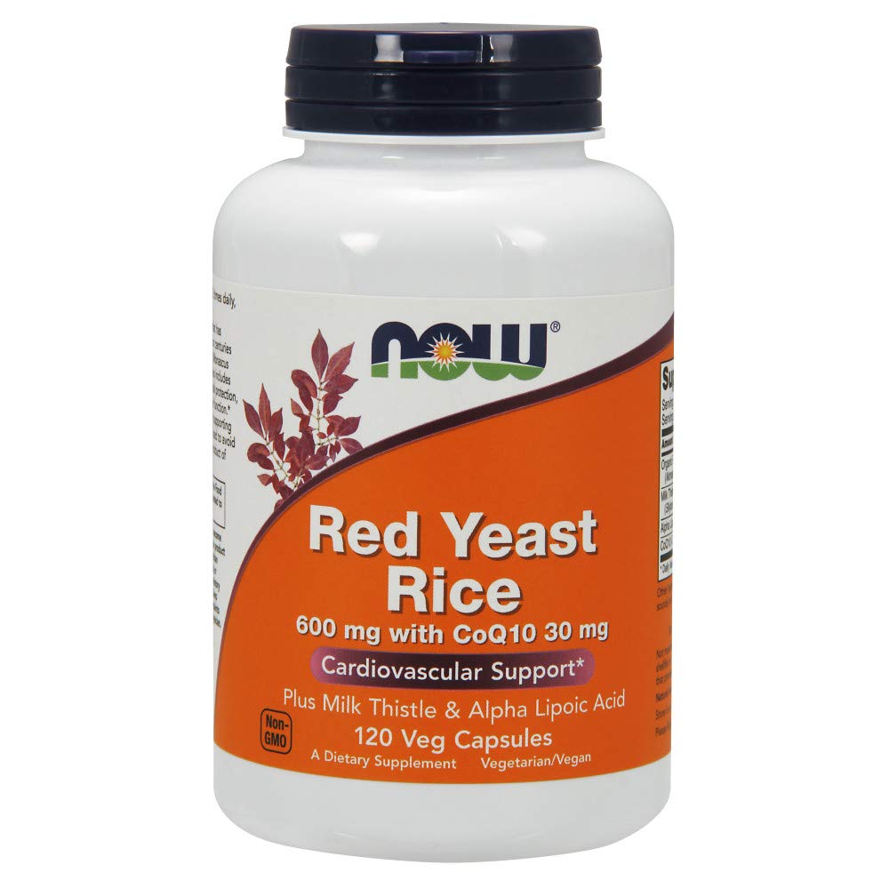 NOW Supplements, Red Yeast Rice with CoQ10, plus Milk Thistle &amp; Alpha Lipoic Acid, 120 Veg Capsules