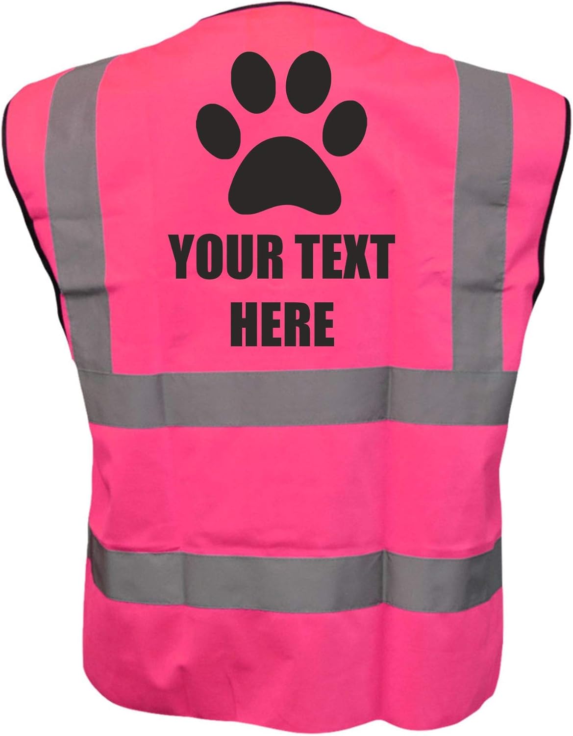 Personalised Custom Dog Paw Dog Walking Pink Hi Vis Viz Safety Vest Waistcoat For Humans
