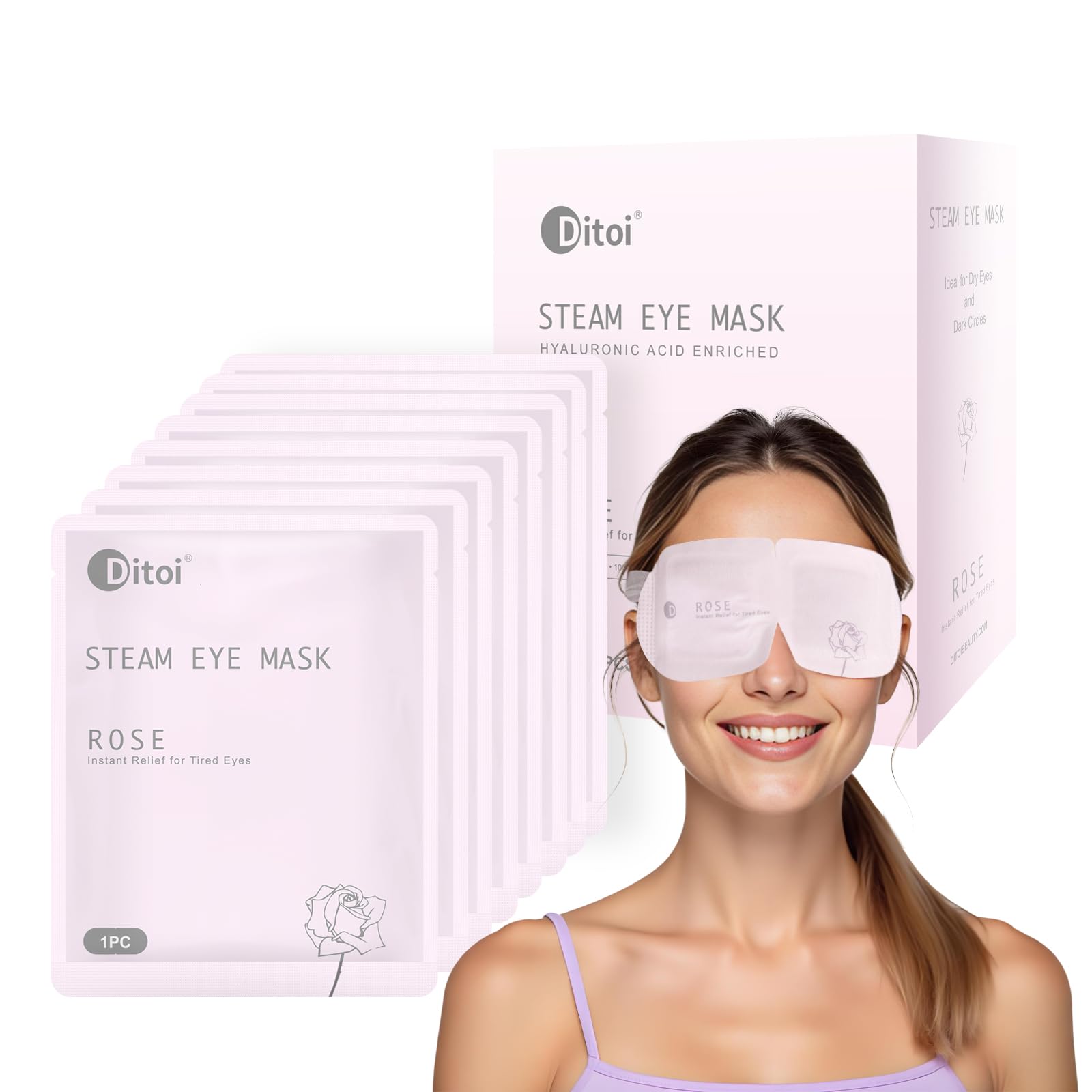 Photo 1 of **FACTORY SEAL**
Ditoi Steam Eye Mask, Heated Eye Mask for Sleep,Warm Compress with Hyaluronic Acid,Moist Heat for Dry Eye Relief,Spa,Stye Eye Treatment,Travel Essentials & Relaxation Gifts,Rose 10 Packs