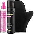 b.tan Dark Self Tan Foam & Face Mist Kit | b.tan + Glow Bundle - Sunless Tanning Mousse, Bronzing Gradual Facial + Body Spray, Mitt Applicator, 1 Hour Express, No Fake Tanner Smell, 6.7 Fl Oz