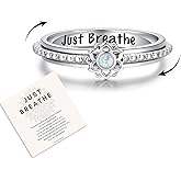 oGoodsunj Fidget Spinner Rings for Anxiety Women Just Breathe Sterling Silver Lotus Cross Cat Spinning Worry Ring Stress Relief Calm Jewelry Gifts for ADHD Autism Daughter