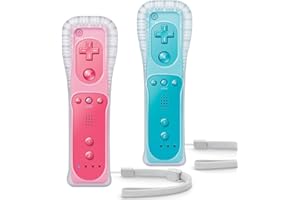 TIANHOO 2 Pack Remote Controller Compatible with Wii/Wii U, with Silicone Case and Wrist Strap (Pink & Blue)