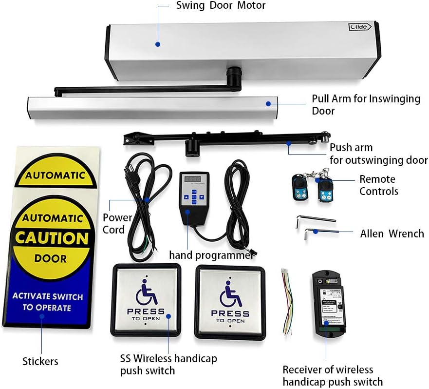 Olideauto Dsw120 Ac110v Low Energy Ada Automatic Swing Door Operator 2pcs Wireless Handicapped Push Switches