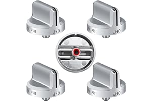 TURNEGOO Upgrade 5304502763 Stove Knobs Replacements, Reinforced Stainless Steel Protection Ring, Only Compatible with Frigidaire Gas Range/Oven/Stove Knobs (5 Pieces)