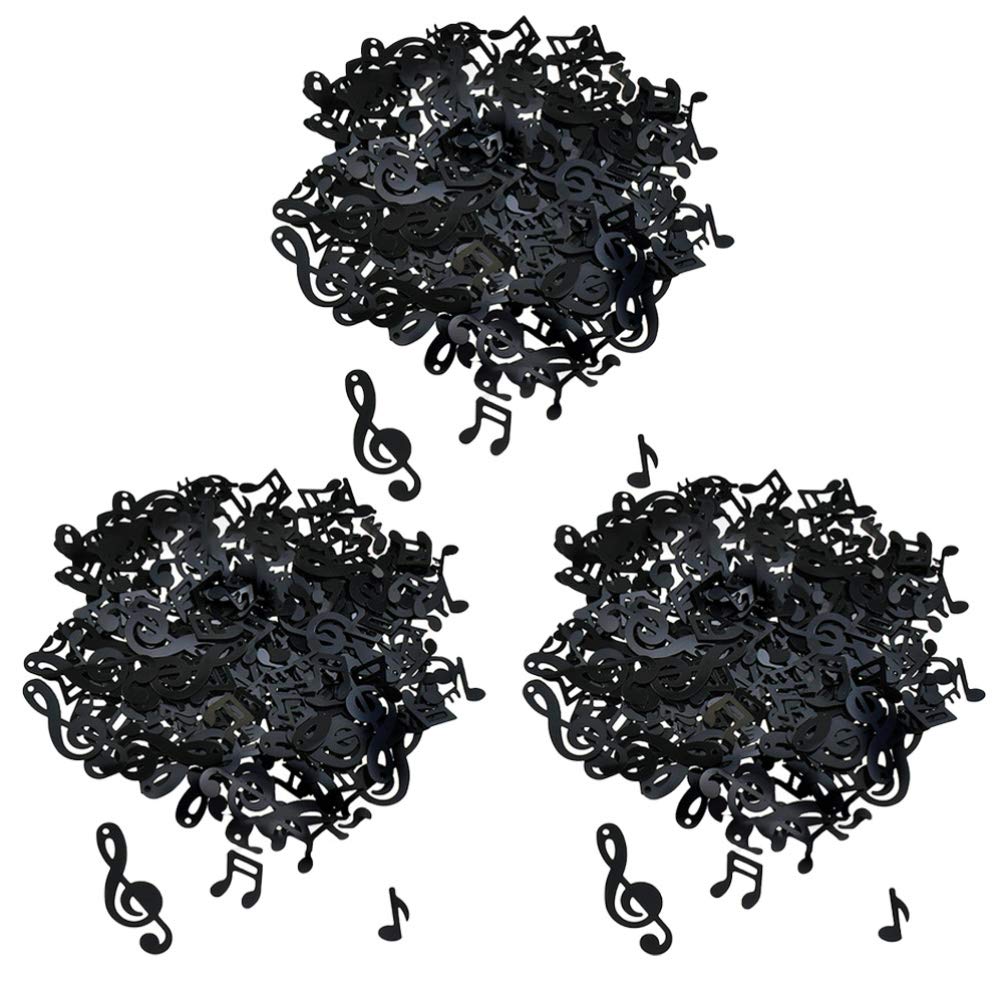 PRETYZOOM 3 Pack Black Plastic Music Notes Confetti for Baby Shower, Wedding, Birthday Party Decoration