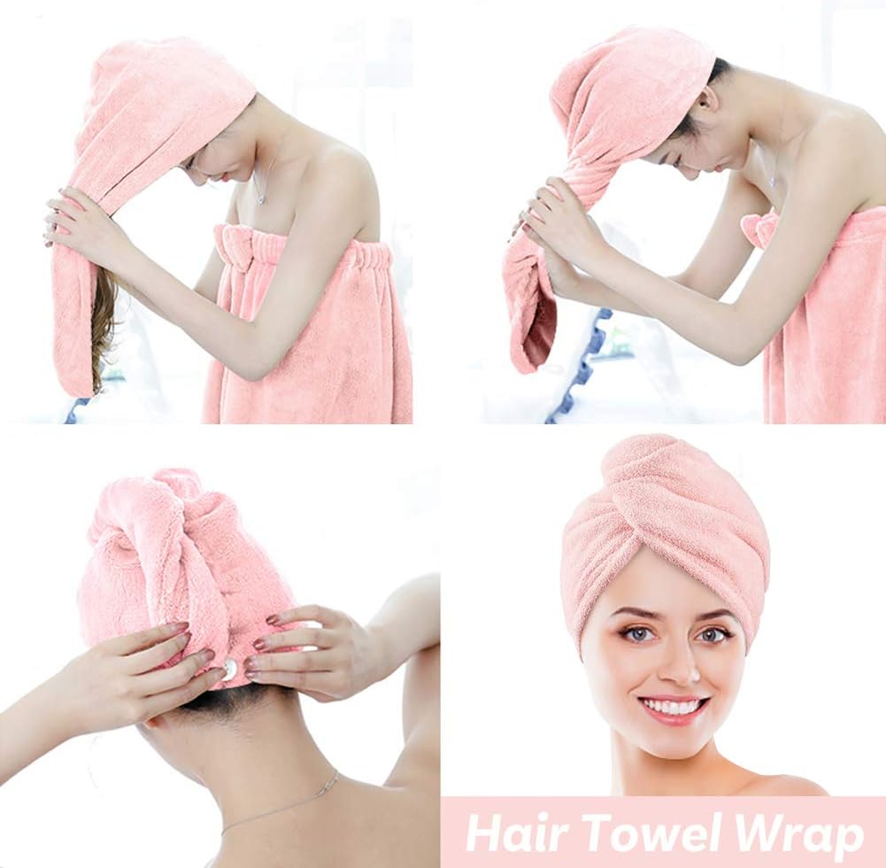Microfiber Hair Towel Wrap, 3PCS 9.5X25 inch Hair Towel Wrap Quick Dry Hair Drying Towel, Rapid Drying Hair Towel (3 Colors): Home & Kitchen