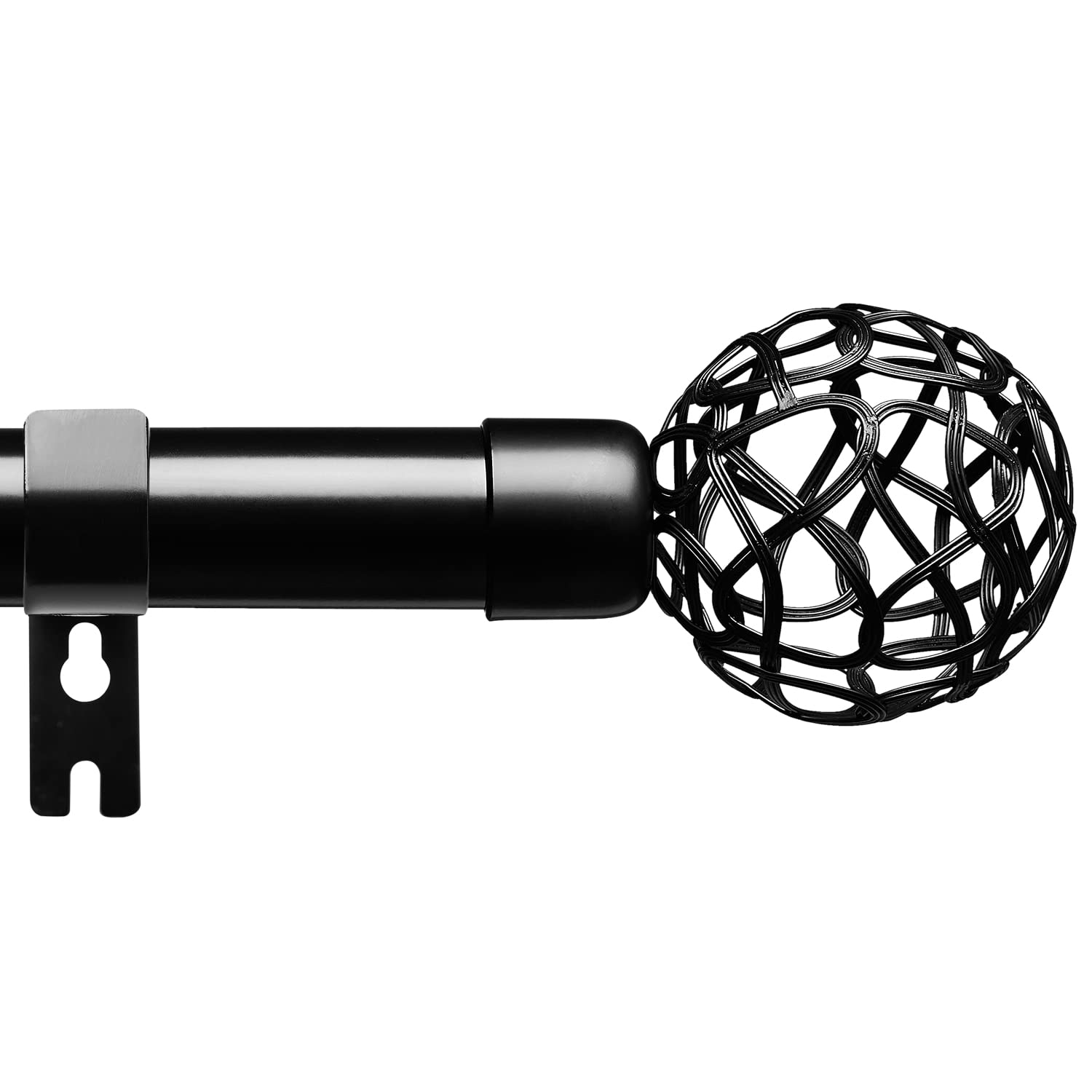 Eyelet Curtain Poles, 78 to 121cm Black Door Curtain Rod with Adjustable Brackets Fittings Set Window Poles, for Living Room, Bedroom, Kitchen